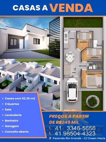 Casa Residencial para venda no bairro Estados em Fazenda Rio Grande/   com 52m² por R$ 249.000,00