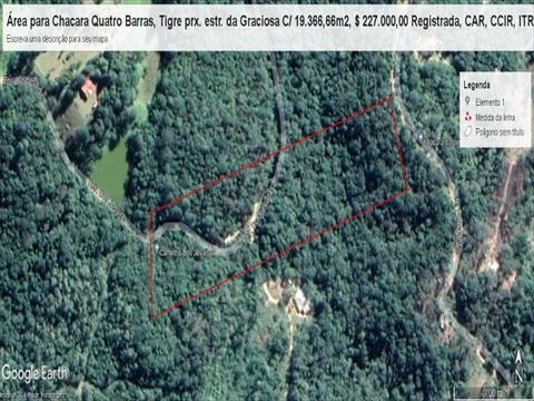 Chácara/fazenda para venda no Centro em Quatro Barras com 19.366,00m² por R$ 200.001,00